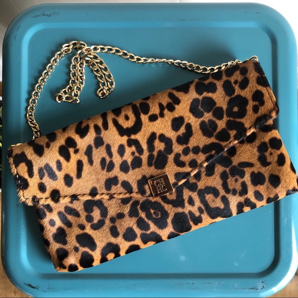 Carolina Herrera Handbags - Carolina Herrera Leopard Envelope Clutch w/ Chain